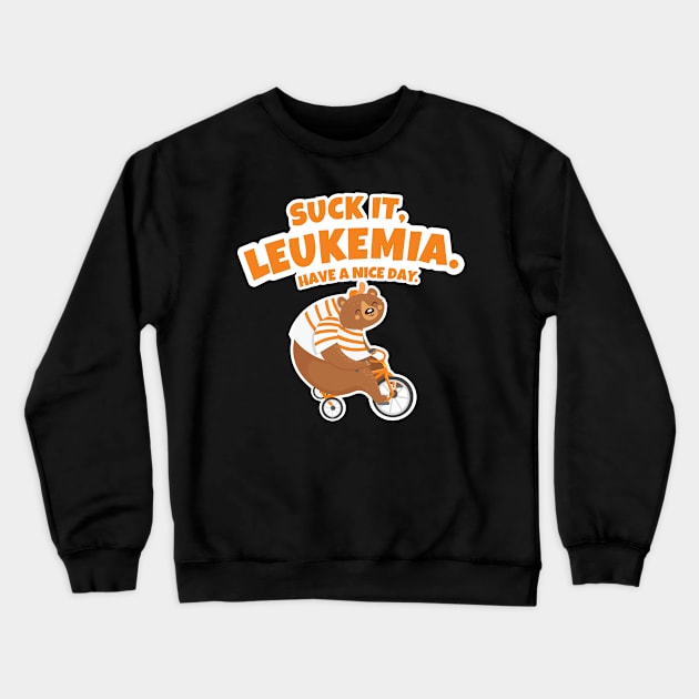 Suck It Leukemia | Bear Riding Tricycle Crewneck Sweatshirt by jomadado